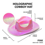 Neon Sparkly Iridescent Glitter Cowboy Hat (Pink, 2 Quantity Per Pack) - Glow-Paradise