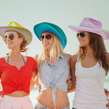 Neon Sparkly Iridescent Glitter Cowboy Hat (Pink, 2 Quantity Per Pack) - Glow-Paradise