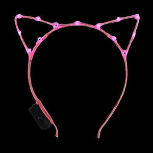 LED Light Up Kitty Cat Ear Headband (Pink Color, 1 Quantity Per Pack) - Glow-Paradise