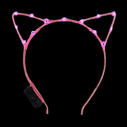LED Light Up Kitty Cat Ear Headband (Pink Color, 1 Quantity Per Pack) - Glow-Paradise