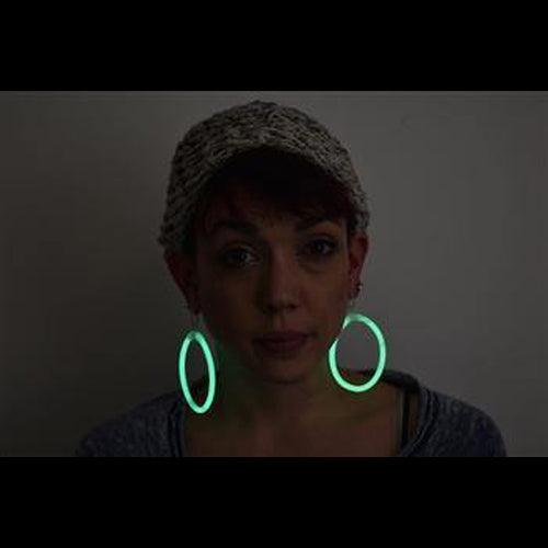 Glow In The Dark Hoop Earrings (Green Color, 50 Pairs Per Pack) - Glow-Paradise