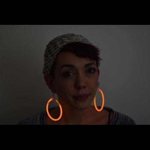 Glow In The Dark Hoop Earrings (Orange Color, 50 Pairs Per Pack) - Glow-Paradise