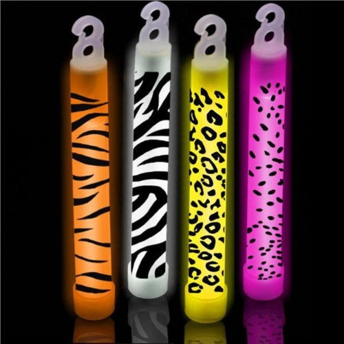 6 inch Animal Print Glow Stick (Assorted Print, 25 Count Per Pack) - Glow-Paradise