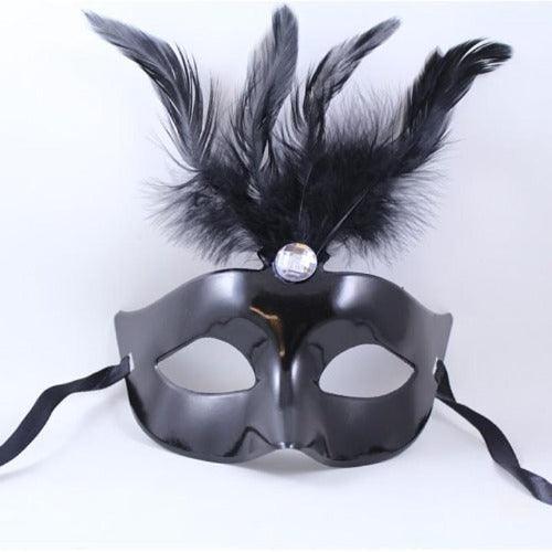 Shiny Feather Mask (Black Color, 1 Mask Per Pack) - Glow-Paradise