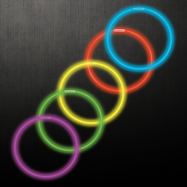 22 Inch Glow Stick Necklaces (Assorted Colors, 50 Counts Per Pack) - Glow-Paradise
