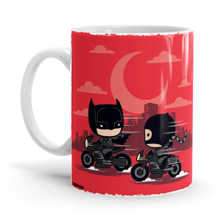 Bat & Cat Chibi Ride - Batman Ceramic Home Kitchen Drinking Coffee Milk Mug (350ml/11oz, Made in USA) - Glow-Paradise