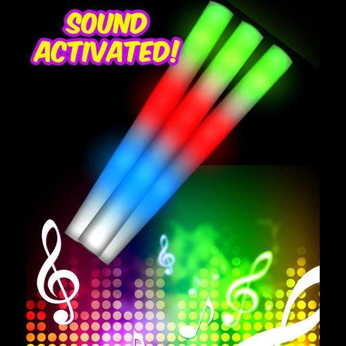 LED Light Up 16 Inch Sound Activated Foam Stick Baton - Multicolor (1 Per Pack) - Glow-Paradise