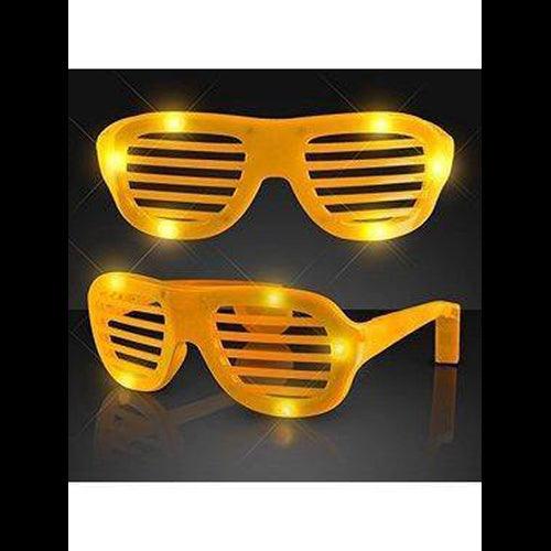 LED Light Up White Hip Hop Shutter Shades Sunglasses (Orange Color, 1 Per Pack) - Glow-Paradise