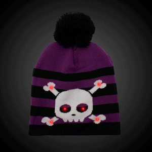 LED Light Up Cross Bones Beanie (1 Quantity Per Pack) - Glow-Paradise