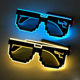 LED Light Up Pixel Meme Sunglasses (Blue Color, 1 Per Pack) - Glow-Paradise