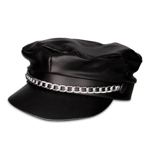 Black Vinyl Biker Hat (1 Hat Per Pack) - Glow-Paradise