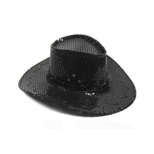 Stylish Sequin Cowboy Hat (Black Color, 1 Quantity Per Pack) - Glow-Paradise