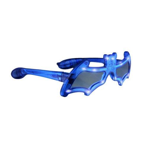 LED Bat Shaped Sunglasses Blue (1 Sunglasses Per Pack) - Glow-Paradise
