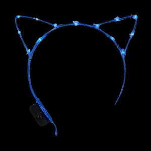 LED Light Up Kitty Cat Ear Headband (Blue Color, 1 Quantity Per Pack) - Glow-Paradise