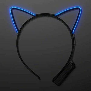 Electro Luminescent Cat Animal Ears Headband (Blue/Pink LED, 1 Quantity Per Pack) - Glow-Paradise
