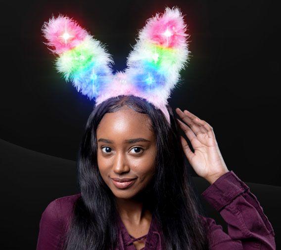 Light Up Bunny Ears Headband (1 Quantity Per Pack) - Glow-Paradise
