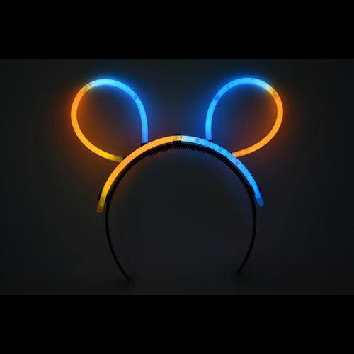 Glow Bunny Ears Headband - Bi Color - Aqua Orange (33 Count Per Pack) - Glow-Paradise