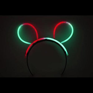Glow Bunny Ears Headband - Bi Color - Red Green (33 Count Per Pack) - Glow-Paradise