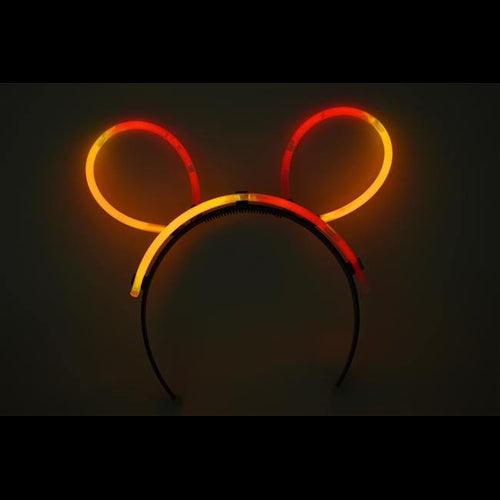 Glow Bunny Ears Headband - Bi Color - Orange Red (33 Count Per Pack) - Glow-Paradise
