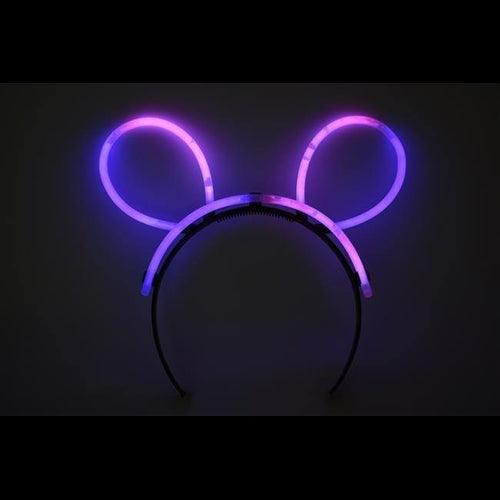 Glow Bunny Ears Headband - Bi Color - Pink Purple (33 Count Per Pack) - Glow-Paradise