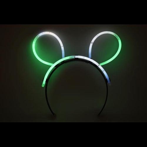 Glow Bunny Ears Headband - Bi Color - White Green (33 Count Per Pack) - Glow-Paradise
