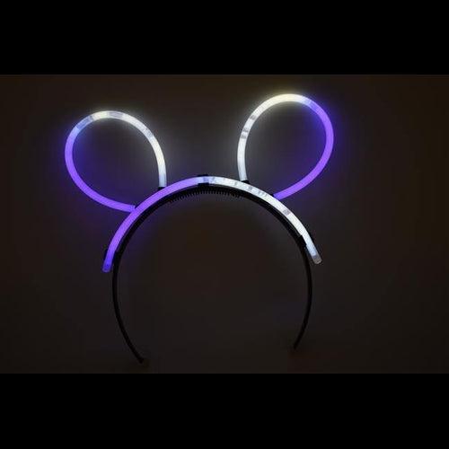 Glow Bunny Ears Headband - Bi Color - White Purple (33 Count Per Pack) - Glow-Paradise