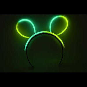 Glow Bunny Ears Headband - Bi Color - Green Yellow (33 Count Per Pack) - Glow-Paradise