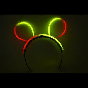 Glow Bunny Ears Headband - Bi Color - Red Yellow (33 Count Per Pack) - Glow-Paradise