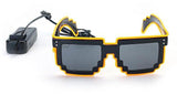 LED Light Up Pixel Meme Sunglasses (Yellow Color, 1 Per Pack) - Glow-Paradise