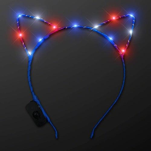 LED Light Up Cat Ears Starlight Patriotic Headband (1 Quantity Per Pack) - Glow-Paradise