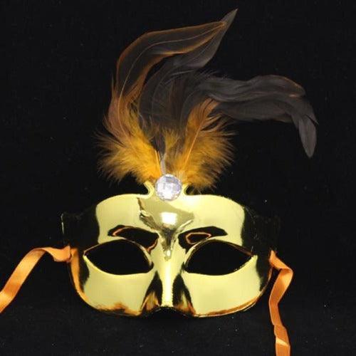 Shiny Feather Mask (Gold Color, 1 Mask Per Pack) - Glow-Paradise