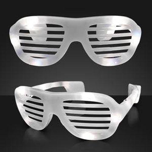 LED Light Up Hip Hop Shutter Shades Sunglasses (White Color, 1 Per Pack) - Glow-Paradise