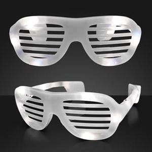 LED Light Up White Hip Hop Shutter Shades Sunglasses (White Color, 1 Per Pack) - Glow-Paradise