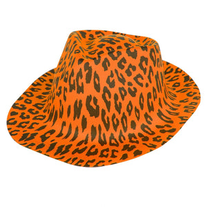Neon Animal Print Camouflage Fedora Hats (Orange Color, 1 Quantity Per Pack) - Glow-Paradise