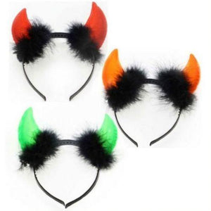 Fuzzy Devil Horn Headband - 3 designs (12 Quantity Per Pack) - Glow-Paradise