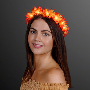 Autumn Festival Harvest Light Up Flower Crown Headband LED Lights (Orange Color, 1 Quantity Per Pack) - Glow-Paradise