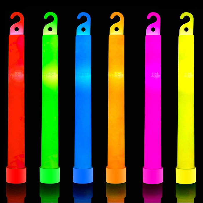 6 Inch Ultra-Bright Emergency 12 Hours Industrial Grade Glow Sticks (Assorted Colors, 12 Counts Per Pack) - Glow-Paradise