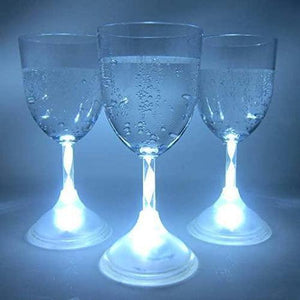 LED Light Up Flashing 11 oz Wine Glasses (White Color, 6 Quantity Per Pack) - Glow-Paradise