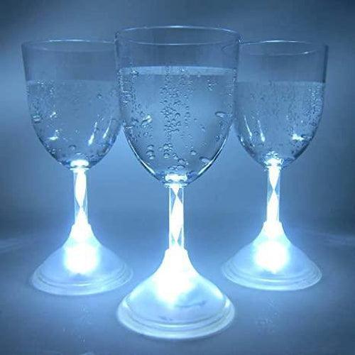 LED Light Up Flashing 11 oz Wine Glasses (White Color, 6 Quantity Per Pack) - Glow-Paradise