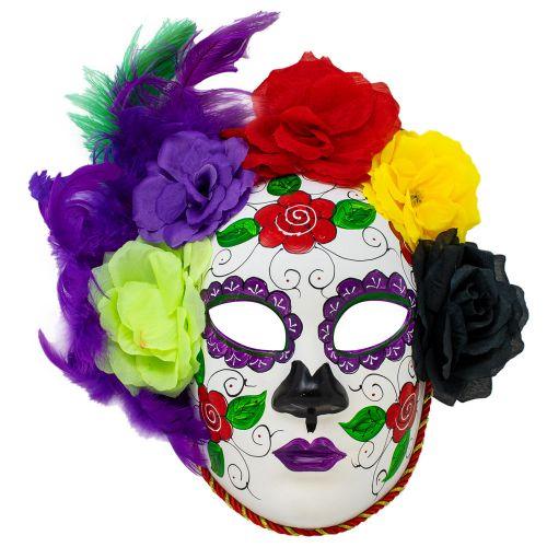 Roses Painted Multicolor Deluxe Mask (1 Mask Per Pack) - Glow-Paradise