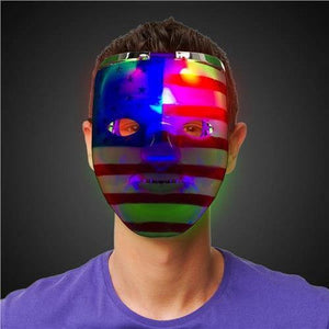 LED Light Up Patriotic USA Flag Double Face Mask (1 Mask Per Pack) - Glow-Paradise