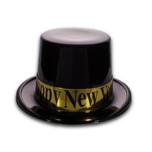 New Year Black & Gold Top Hat (1 Quantity Per Pack) - Glow-Paradise