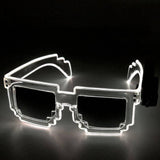 LED Light Up Pixel Meme Sunglasses (White Color, 1 Per Pack) - Glow-Paradise