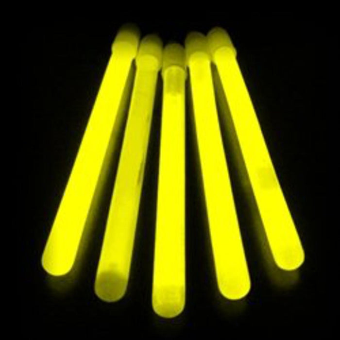 6 Inch Slim Glow Sticks With Lanyards (Yellow Color, 12 Count Per Pack) - Glow-Paradise