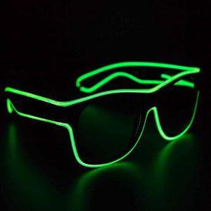 EL-Wire Aviator Shades with Sound Sensor and Dark Lens (Green Color, 1 Per Pack) - Glow-Paradise