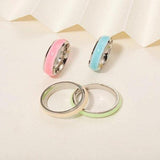 Glow In The Dark Stainless Steel Rings (Assorted Colors, 4 Count Per Pack) - Glow-Paradise
