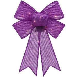 21 Inch Light-Up Mardi Gras Fabric Bow (Purple Color, 1 Per Pack) - Glow-Paradise