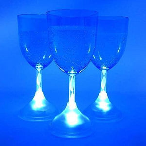 LED Light Up Flashing 11 oz Wine Glasses (Blue Color, 6 Quantity Per Pack) - Glow-Paradise