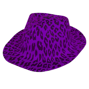 Neon Animal Print Camouflage Fedora Hats (Purple Color, 1 Quantity Per Pack) - Glow-Paradise