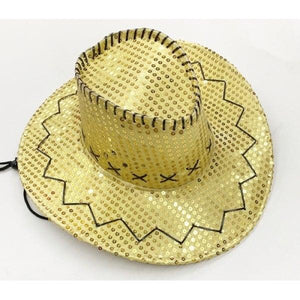 Stylish Sequin Cowboy Hat (Yellow Color, 1 Quantity Per Pack) - Glow-Paradise